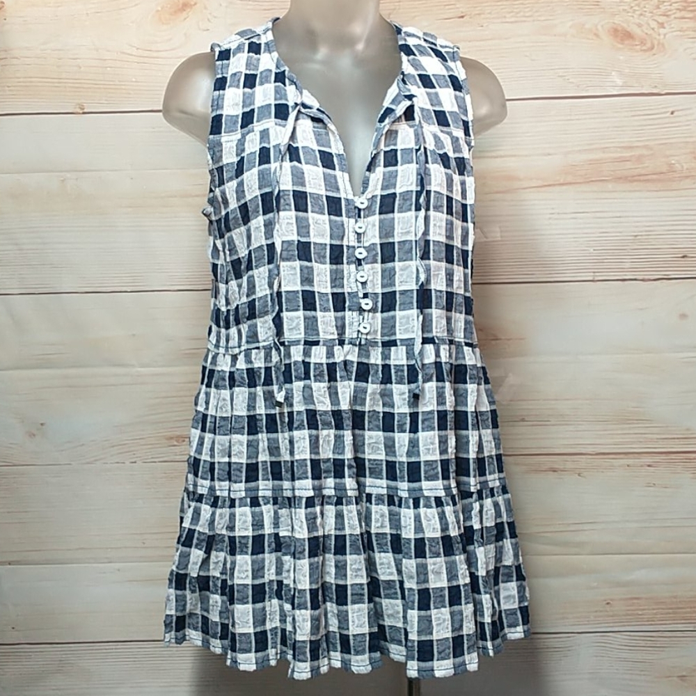 NWT Pilcro and the letterpress Small Cotton Sleeveless Tier Top S Checkered